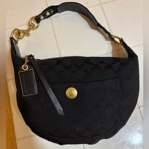 Coach Black Hobo Bag with Gold Accents